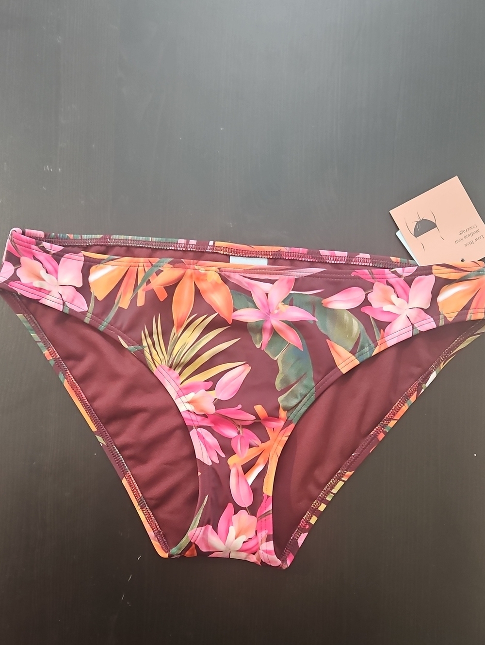 Floral Bikini Bottoms in Burgundy and Pink - Women's Swim